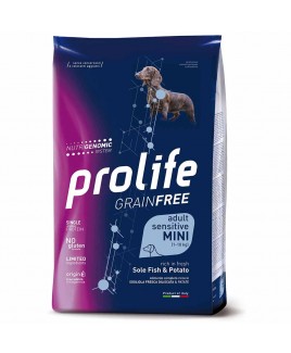 Alimento cane secco Prolife Sensitive Grain Free Adult Mini sogliola e patate 2Kg