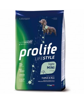 Alimento cane secco Prolife Life Style Light Adult Mini merluzzo e riso 600g