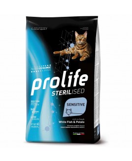 Alimento gatto secco Prolife Sterilised Sensitive adult Pesce bianco e patate da 400g