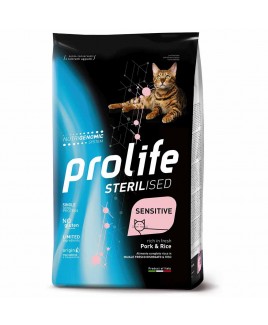 Alimento gatto secco Prolife Sterilised Sensitive adult Maiale e riso 400g