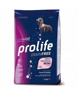 Alimento cane secco Prolife Sensitive Grain Free Puppy Mini maiale e patate 600g