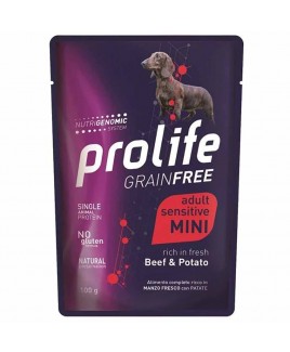 Alimento cane umido Prolife Grain Free Adult Mini manzo e patate 100g