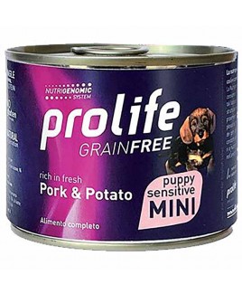 Alimento cane umido Prolife Grain Free Puppy Mini maiale e patate 200g