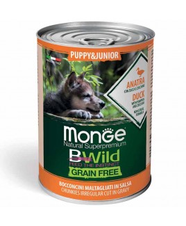 Alimento cane Monge BWild Puppy e Junior Anatra con zucca e zucchine 400g