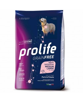 Alimento cane Prolife Grain Free Sensitive Maiale e patate medium large 2,5kg