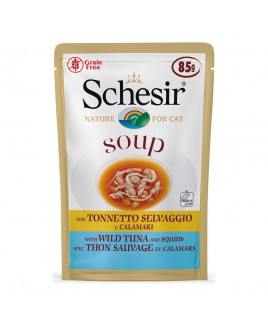 Alimento gatto Schesir cat Soup Tonnetto e calamari 85g