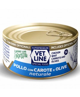 Alimento umido gatto adulto pollo con carote e olive naturale 70g Vet Line
