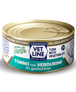 Alimento umido gatto adulto tonno con verdurine in gelatina 70g Vet Line